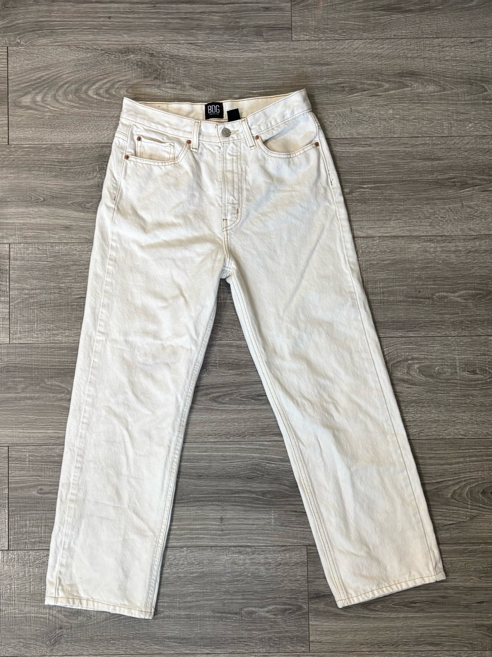 BDG Urban Outfitters Cowboy Jeans Cream Straight Leg High Rise Size 27